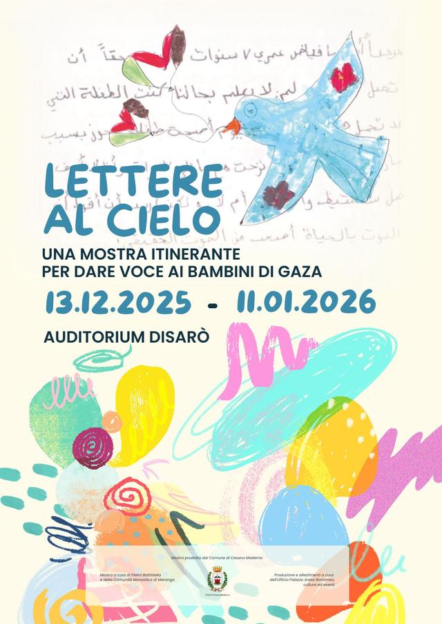 Locandina di un evento legato alla mostra «Lettere al cielo»