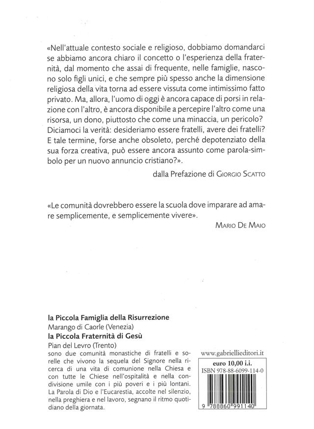 Quarta di copertina di La vita fraterna