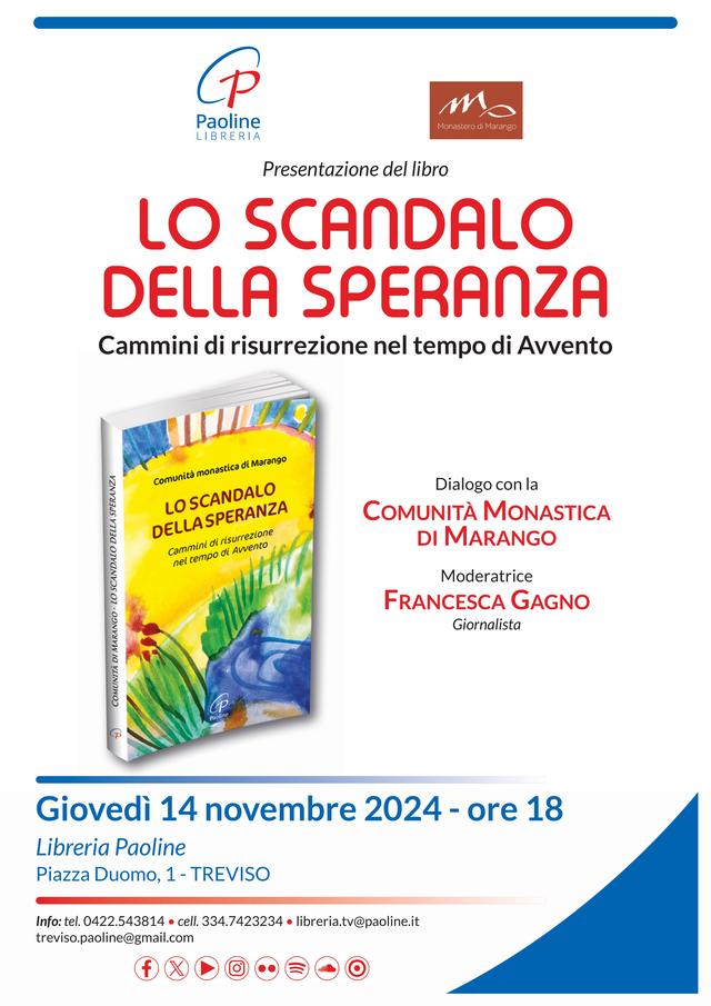 Locandina della presentazione a Treviso, Libreria Paoline, 14 novembre 2024