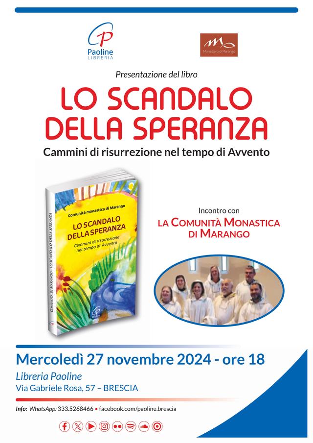 Locandina della presentazione a Brescia, Libreria Paoline, 27 novembre 2024