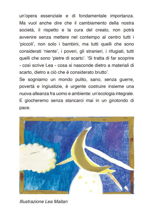 Pagina con l'illustrazione di Lea Maitan di una luna e una nuvola