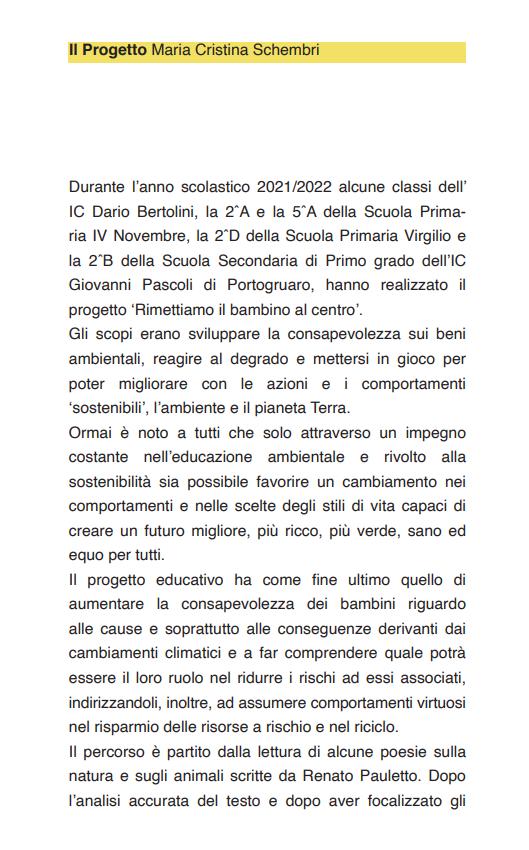 Pagina con la presentazione del progetto di Maria Cristina Schembri
