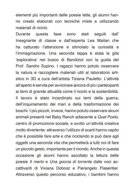 Pagina sul percorso educativo svolto con le classi